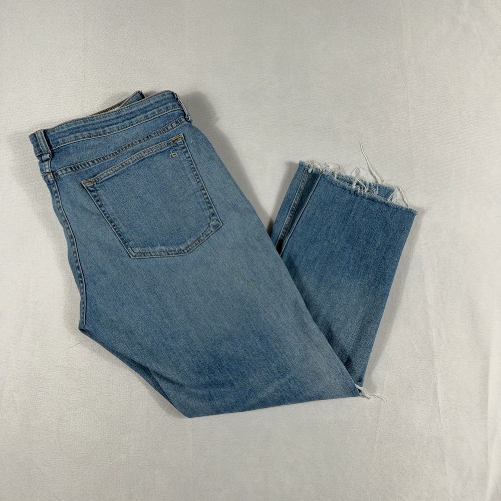 Rag & Bone‎ Dre Low-Rise Slim Ankle Boyfriend Distressed Jeans Blue Women 32